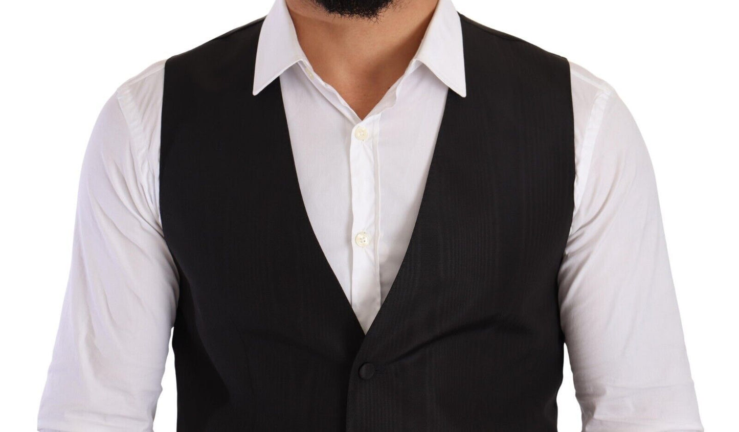 Dolce & Gabbana Elegant Gray Silk Dress Vest - Elegance Online Limited