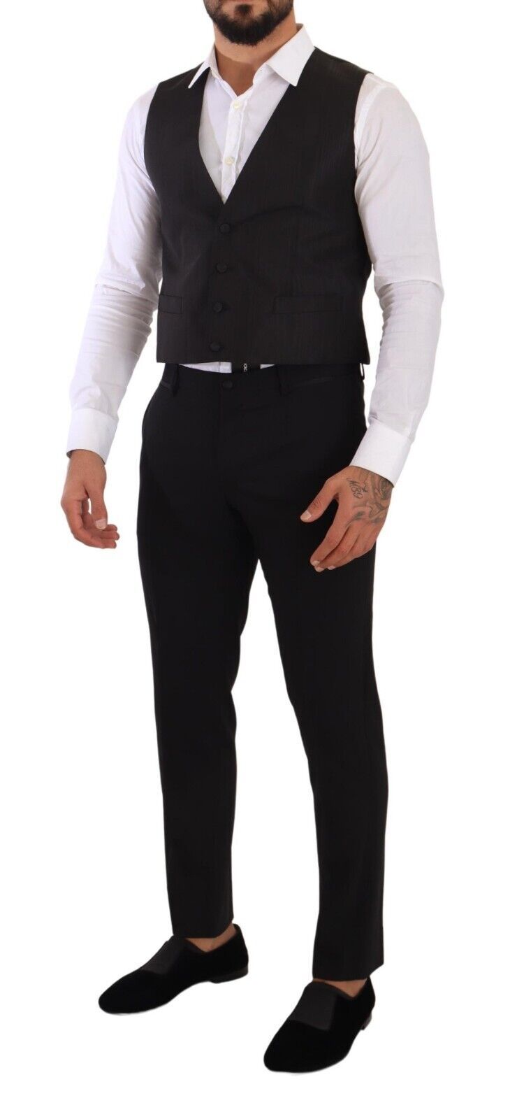 Dolce & Gabbana Elegant Gray Silk Dress Vest - Elegance Online Limited