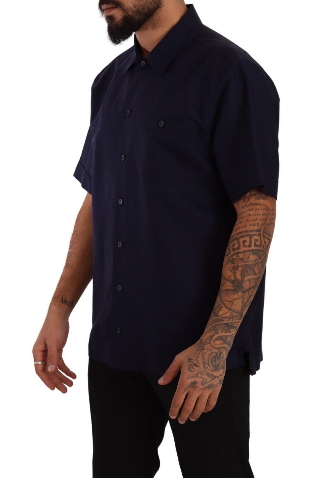 Dolce & Gabbana Elegant Navy Blue Button-Down Casual Shirt - Elegance Online Limited
