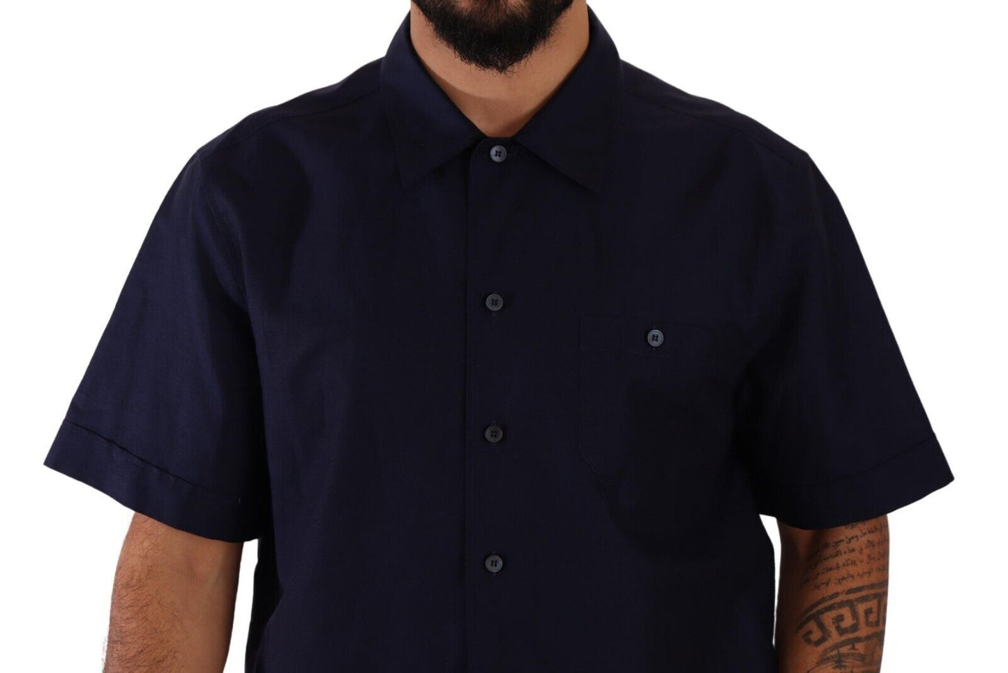 Dolce & Gabbana Elegant Navy Blue Button-Down Casual Shirt - Elegance Online Limited