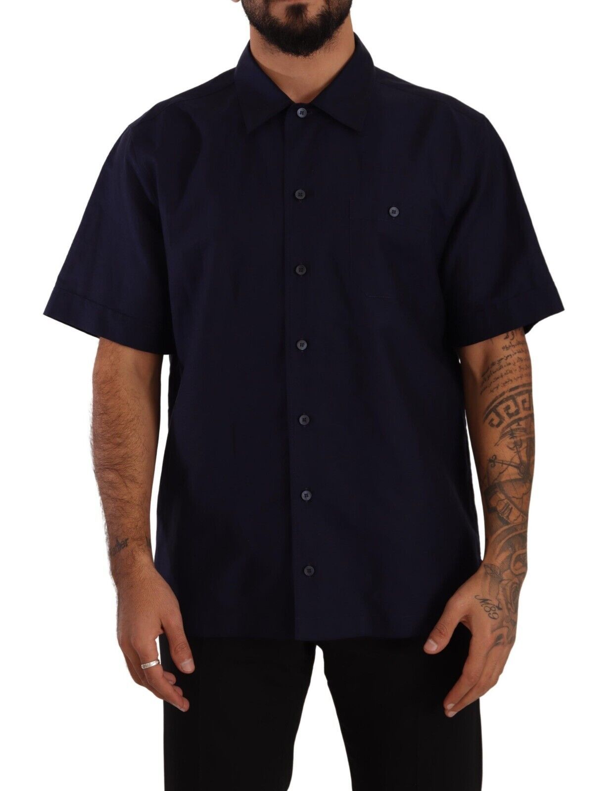 Dolce & Gabbana Elegant Navy Blue Button-Down Casual Shirt - Elegance Online Limited