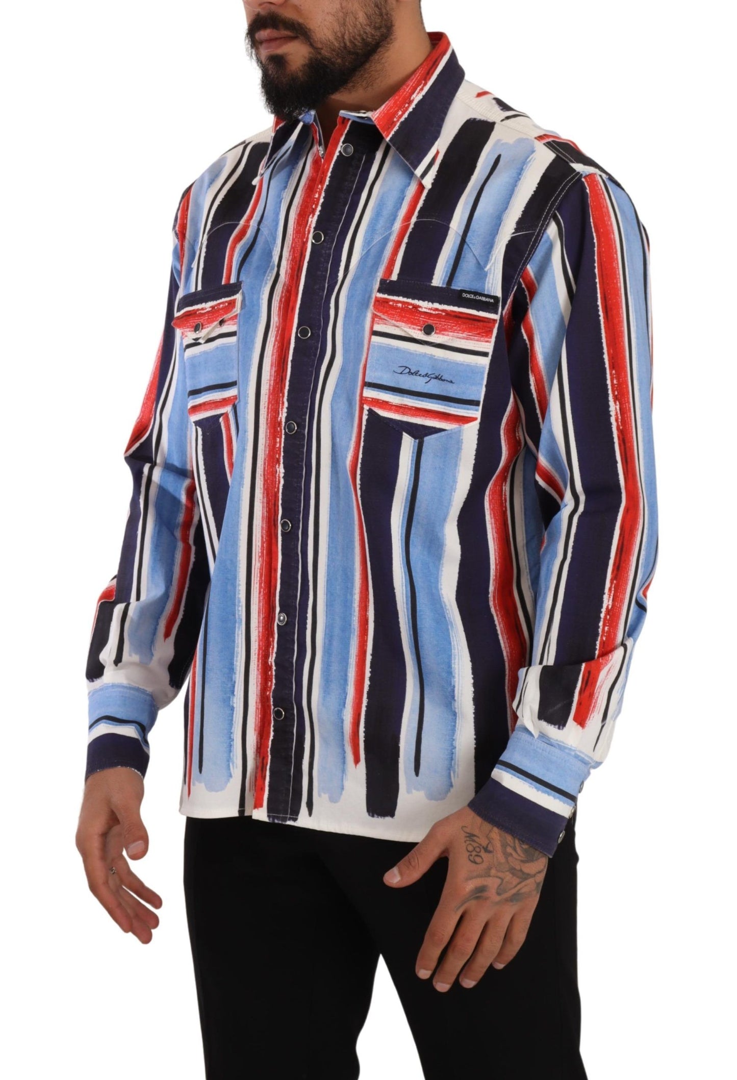 Dolce & Gabbana Elegant Striped Cotton Shirt with Pockets - Elegance Online Limited