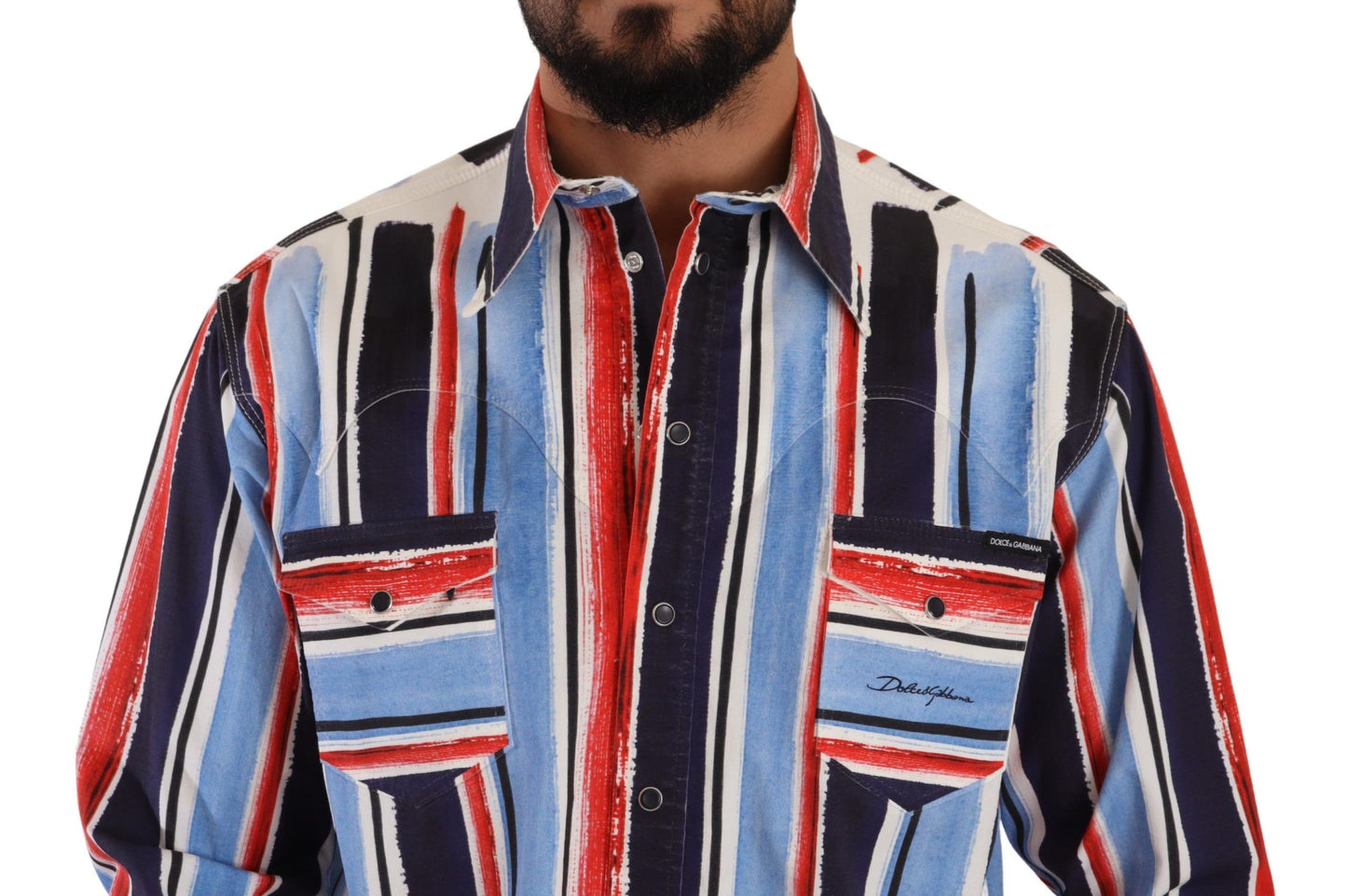 Dolce & Gabbana Elegant Striped Cotton Shirt with Pockets - Elegance Online Limited