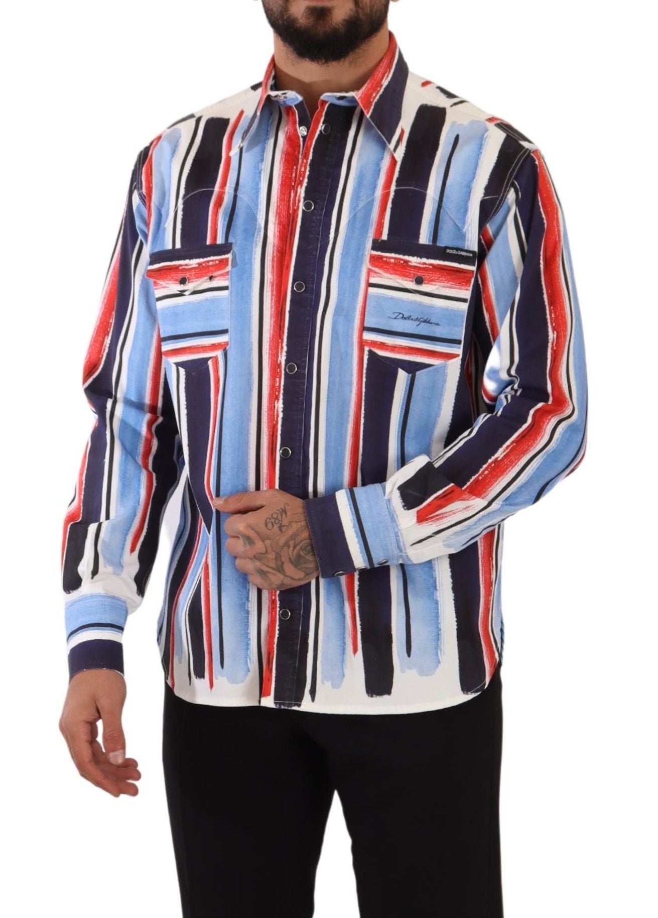 Dolce & Gabbana Elegant Striped Cotton Shirt with Pockets - Elegance Online Limited