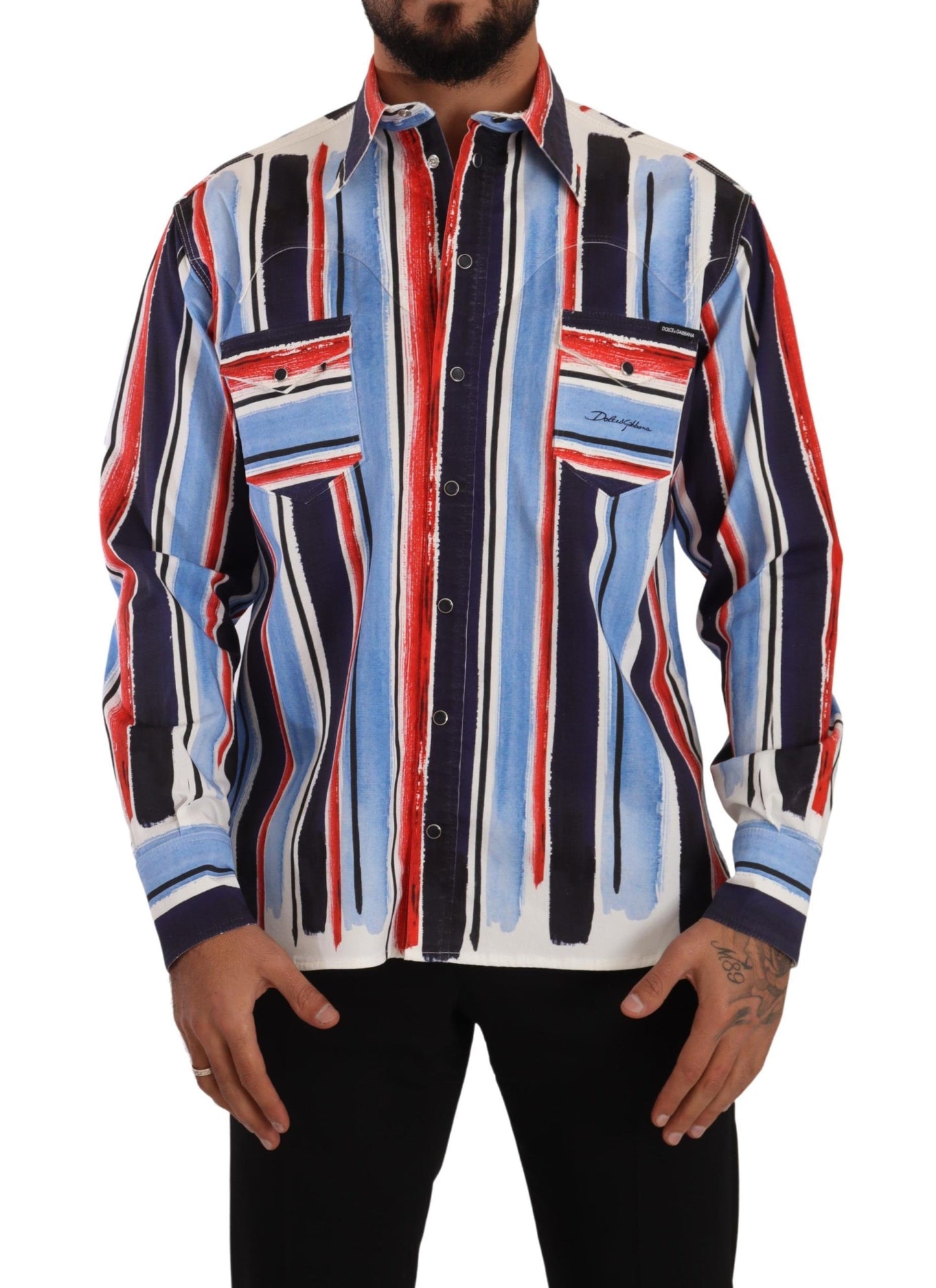 Dolce & Gabbana Elegant Striped Cotton Shirt with Pockets - Elegance Online Limited