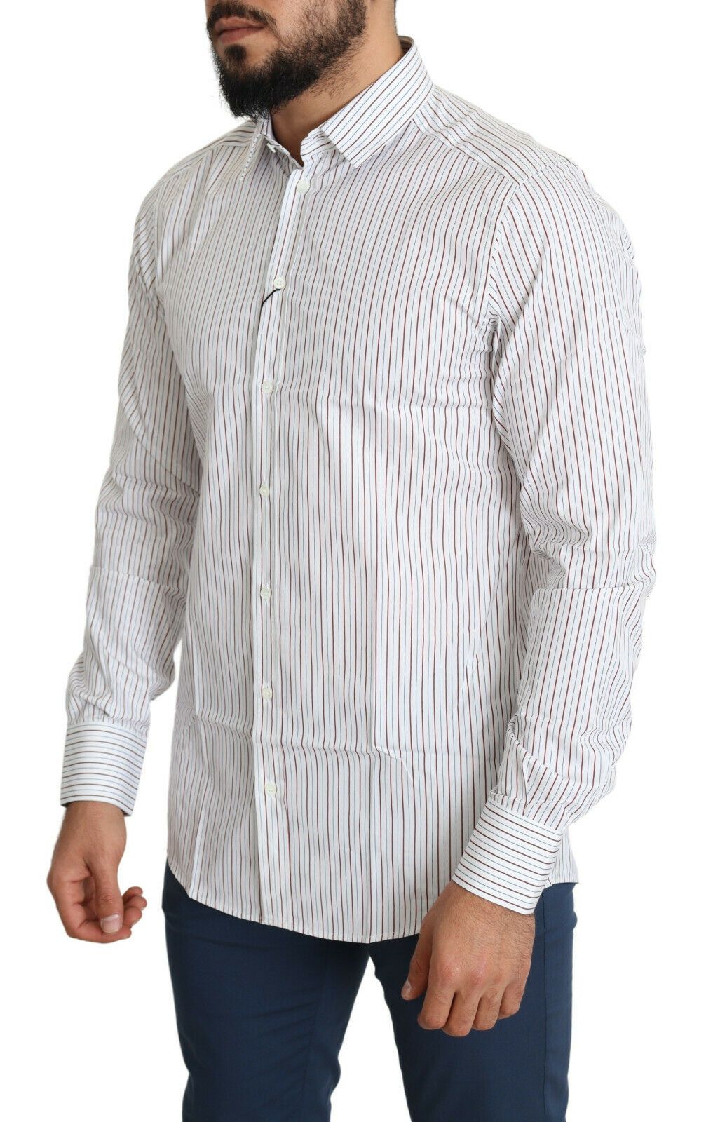 Dolce & Gabbana Elegant White Striped Cotton Dress Shirt - Elegance Online Limited