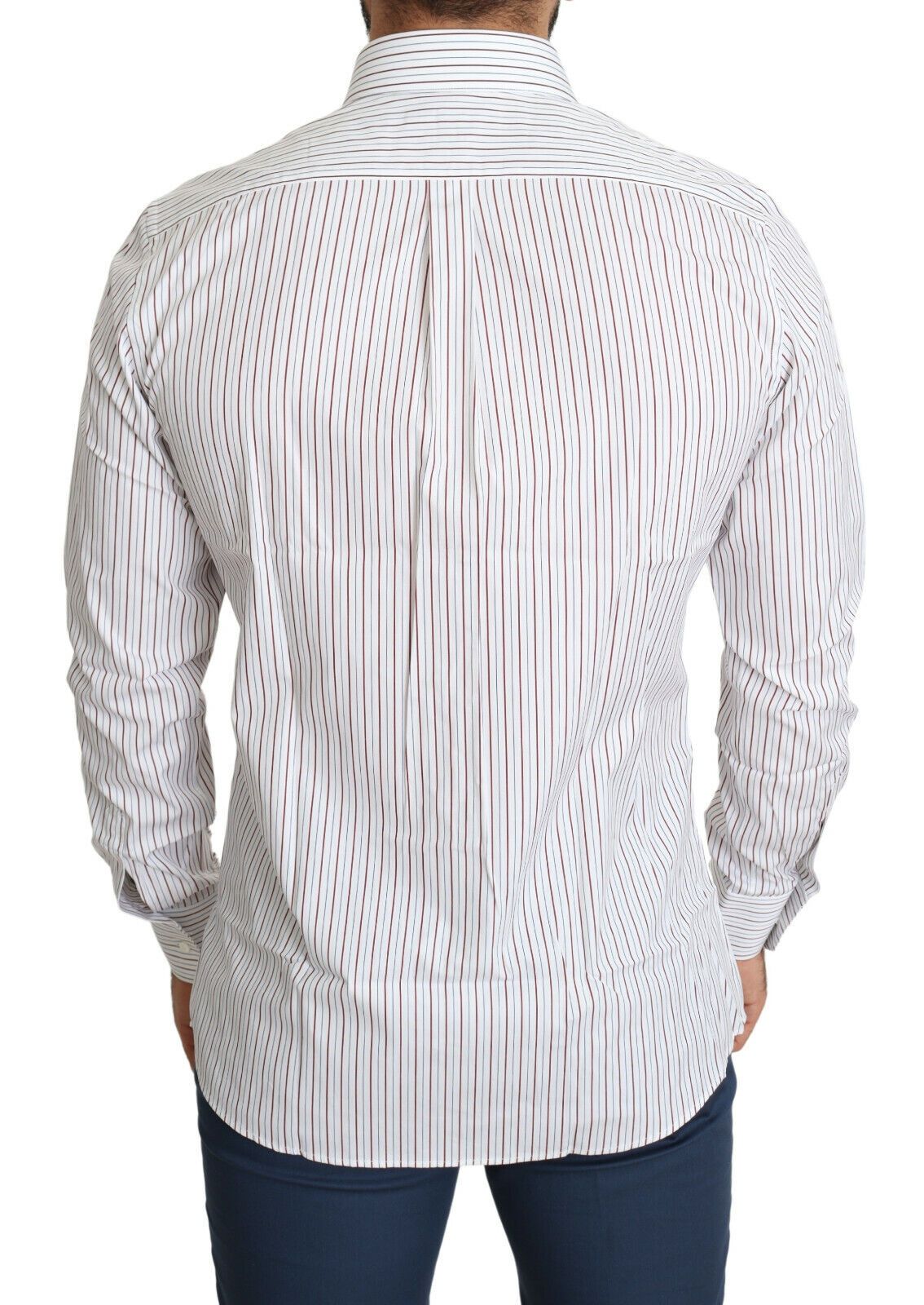 Dolce & Gabbana Elegant White Striped Cotton Dress Shirt - Elegance Online Limited