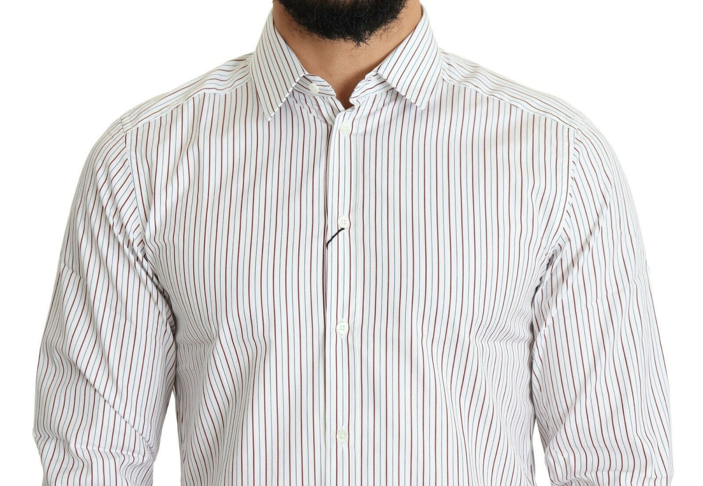 Dolce & Gabbana Elegant White Striped Cotton Dress Shirt - Elegance Online Limited