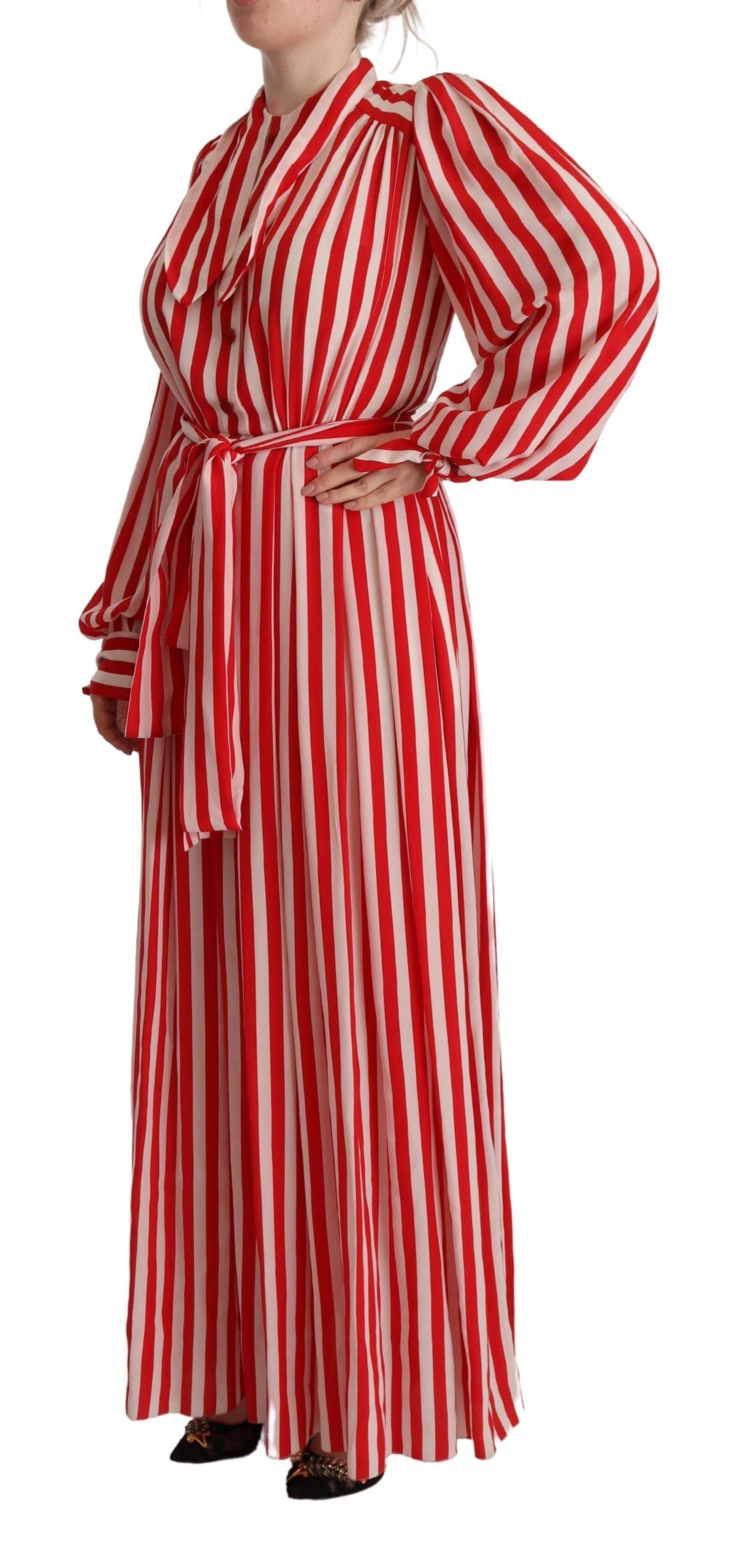 Dolce & Gabbana Elegant Striped Silk Maxi Dress - Elegance Online Limited