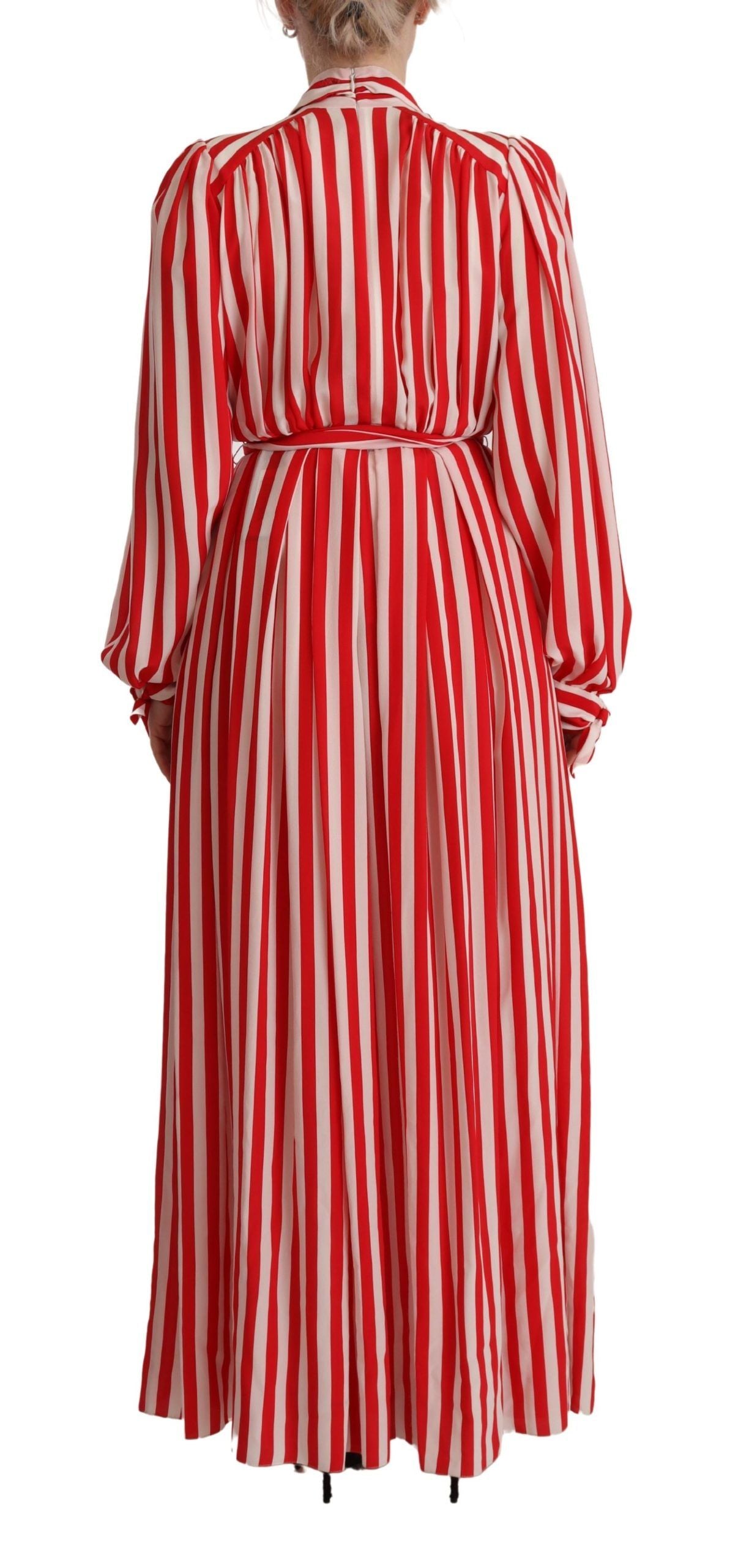 Dolce & Gabbana Elegant Striped Silk Maxi Dress - Elegance Online Limited