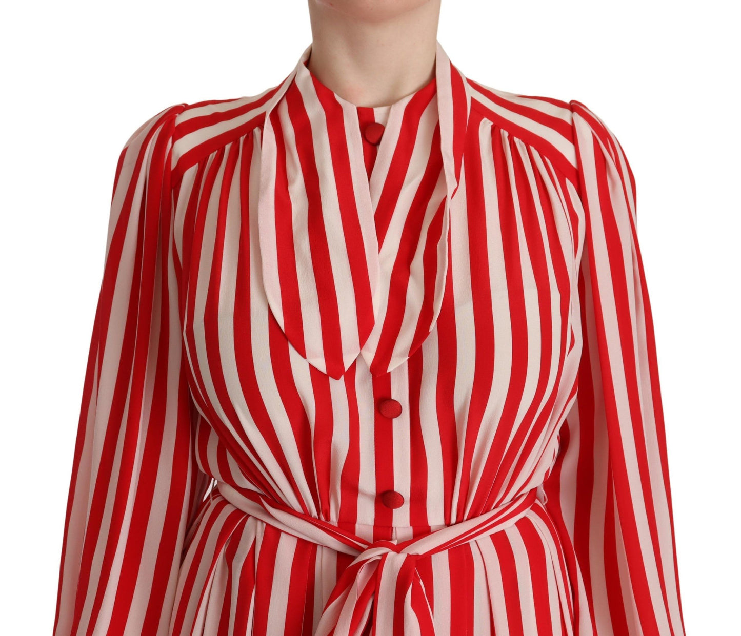 Dolce & Gabbana Elegant Striped Silk Maxi Dress - Elegance Online Limited