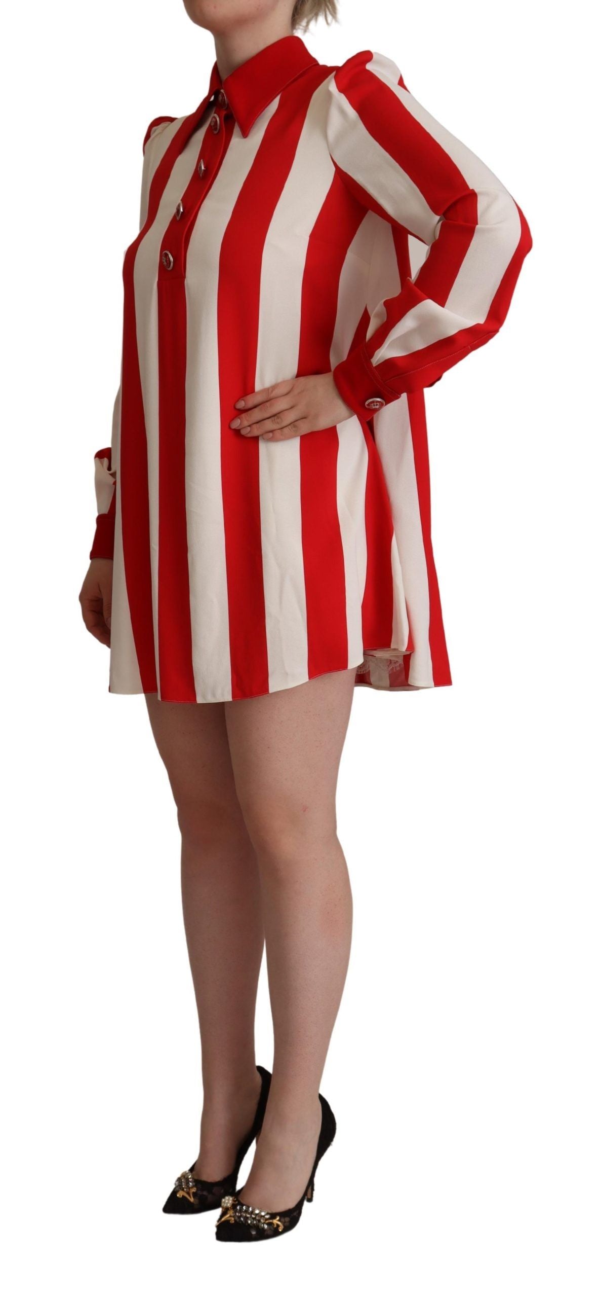 Dolce & Gabbana Elegant Striped Shirt Mini Dress - Elegance Online Limited