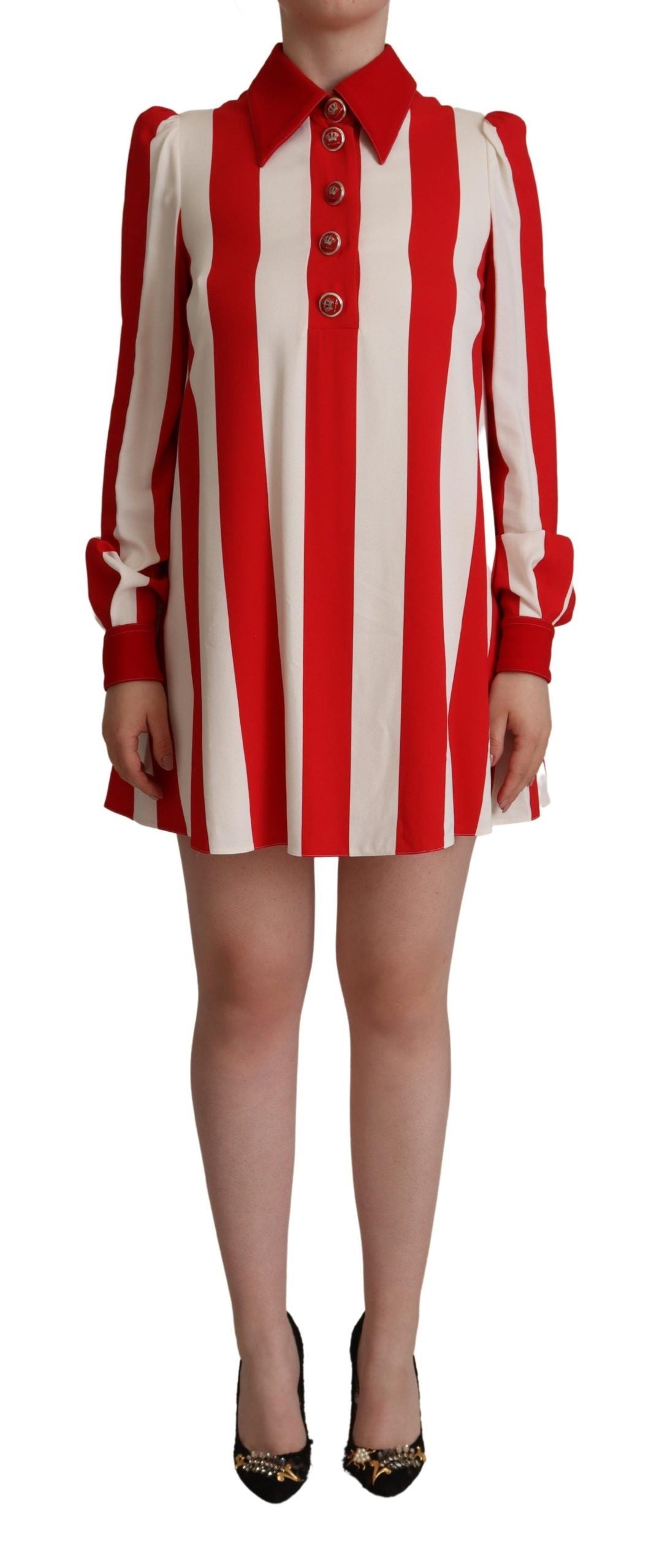 Dolce & Gabbana Elegant Striped Shirt Mini Dress - Elegance Online Limited