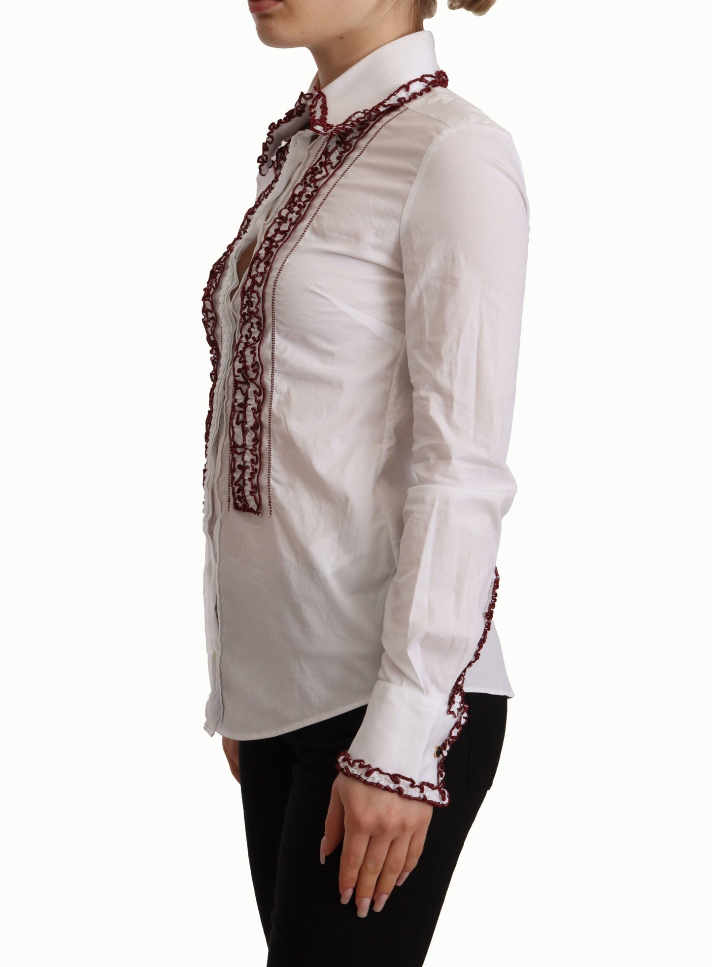 Dolce & Gabbana Elegant White Cotton Long Sleeve Polo Top - Elegance Online Limited