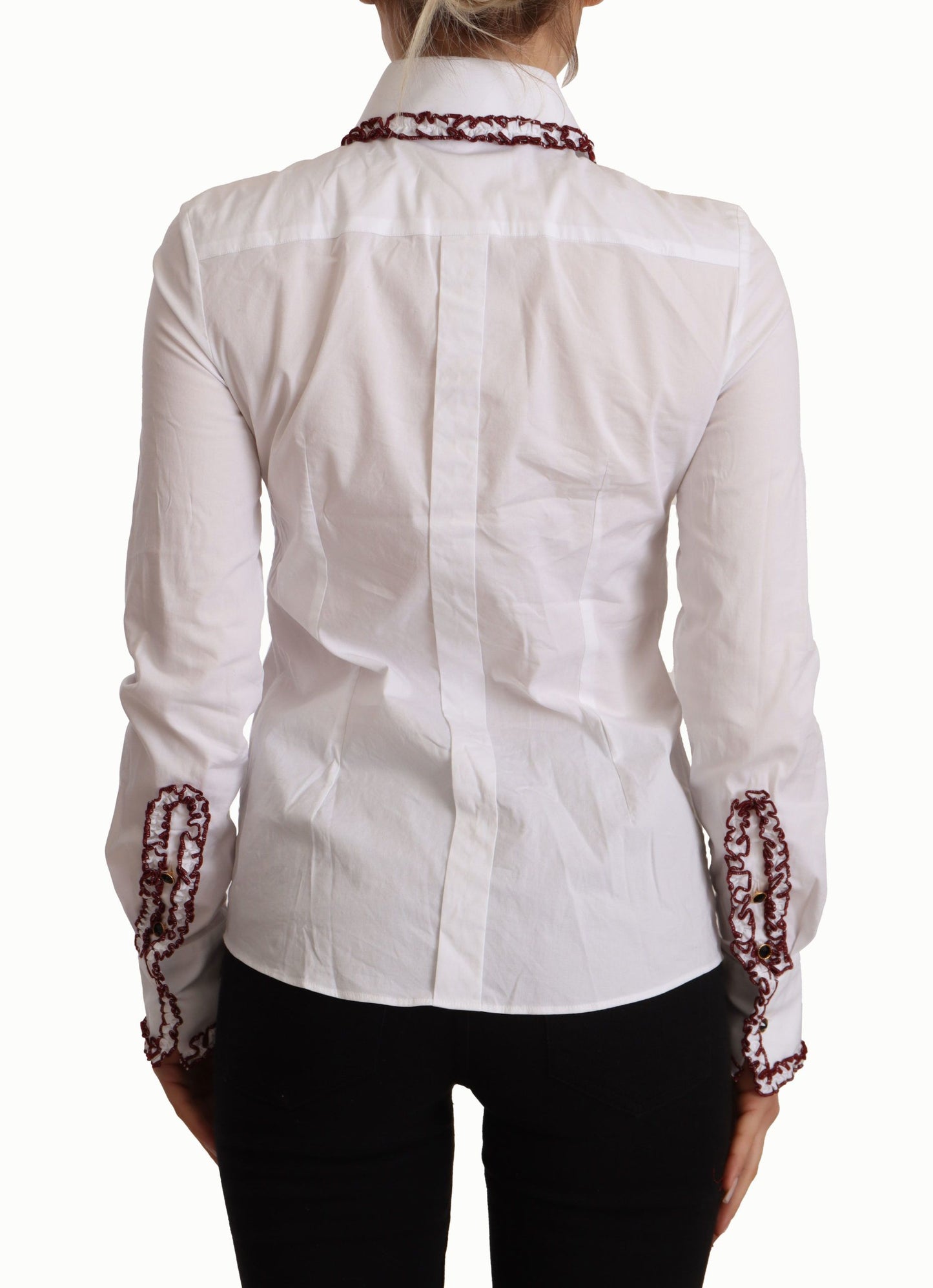 Dolce & Gabbana Elegant White Cotton Long Sleeve Polo Top - Elegance Online Limited
