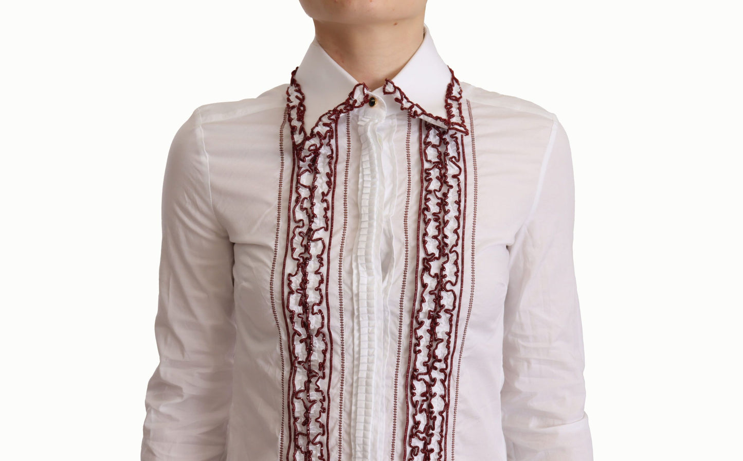 Dolce & Gabbana Elegant White Cotton Long Sleeve Polo Top - Elegance Online Limited