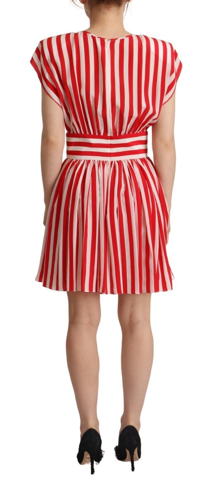 Robe courte trapèze élégante en soie à rayures Dolce & Gabbana