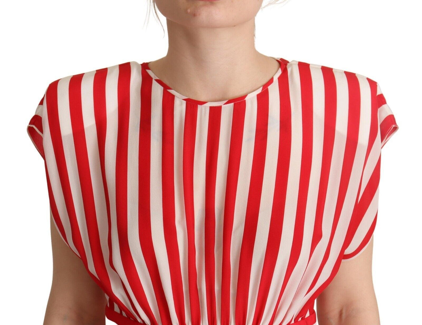 Robe courte trapèze élégante en soie à rayures Dolce & Gabbana