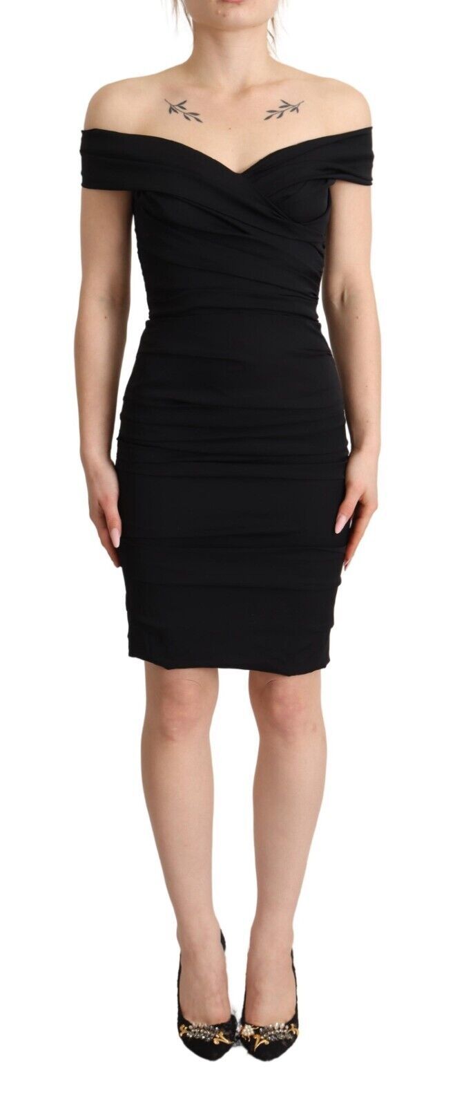 Robe élégante à épaules dénudées en soie noire Dolce & Gabbana