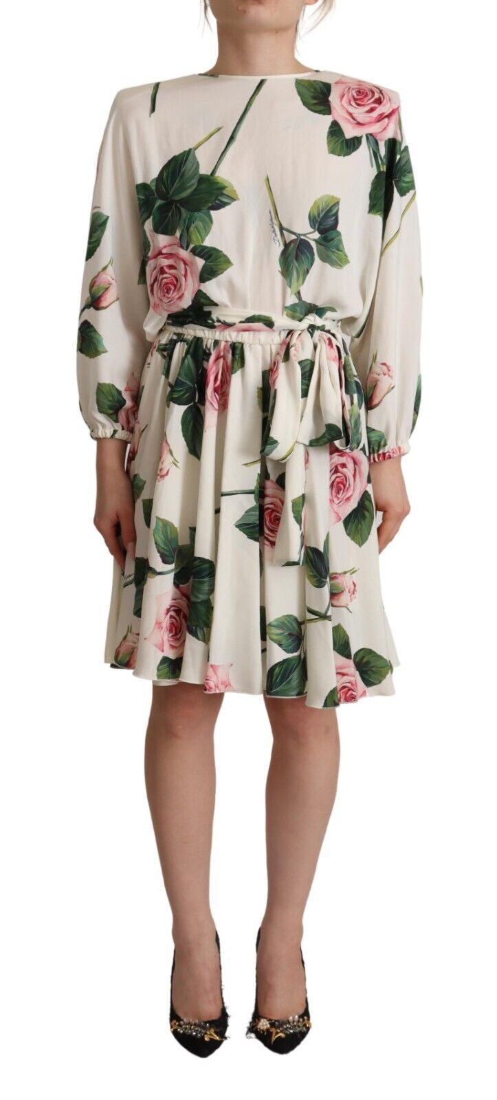 Robe trapèze élégante en soie à imprimé floral Dolce & Gabbana