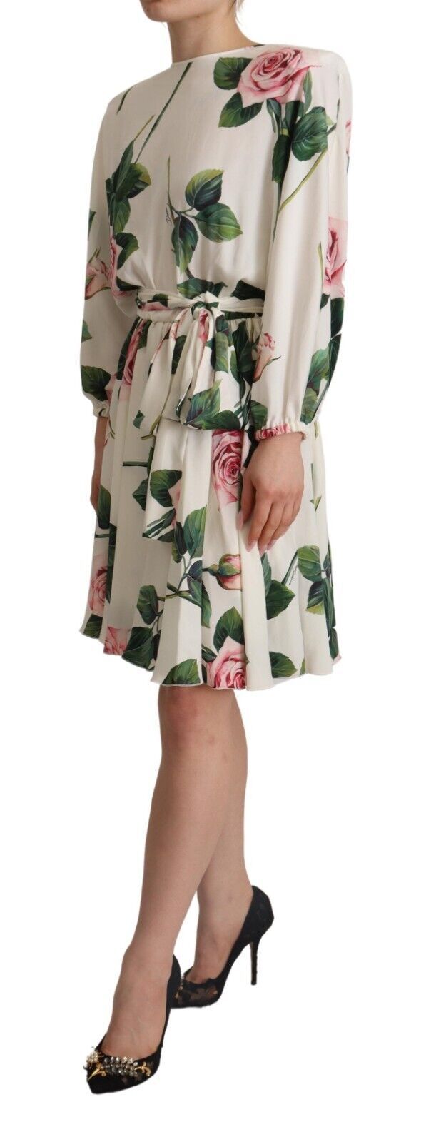 Robe trapèze élégante en soie à imprimé floral Dolce & Gabbana