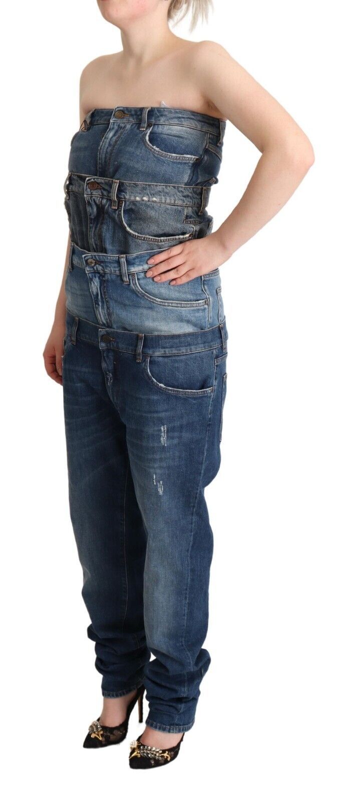Robe-combinaison élégante en denim bleu foncé Dolce & Gabbana