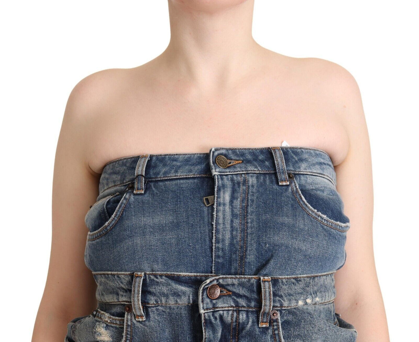 Robe-combinaison élégante en denim bleu foncé Dolce & Gabbana