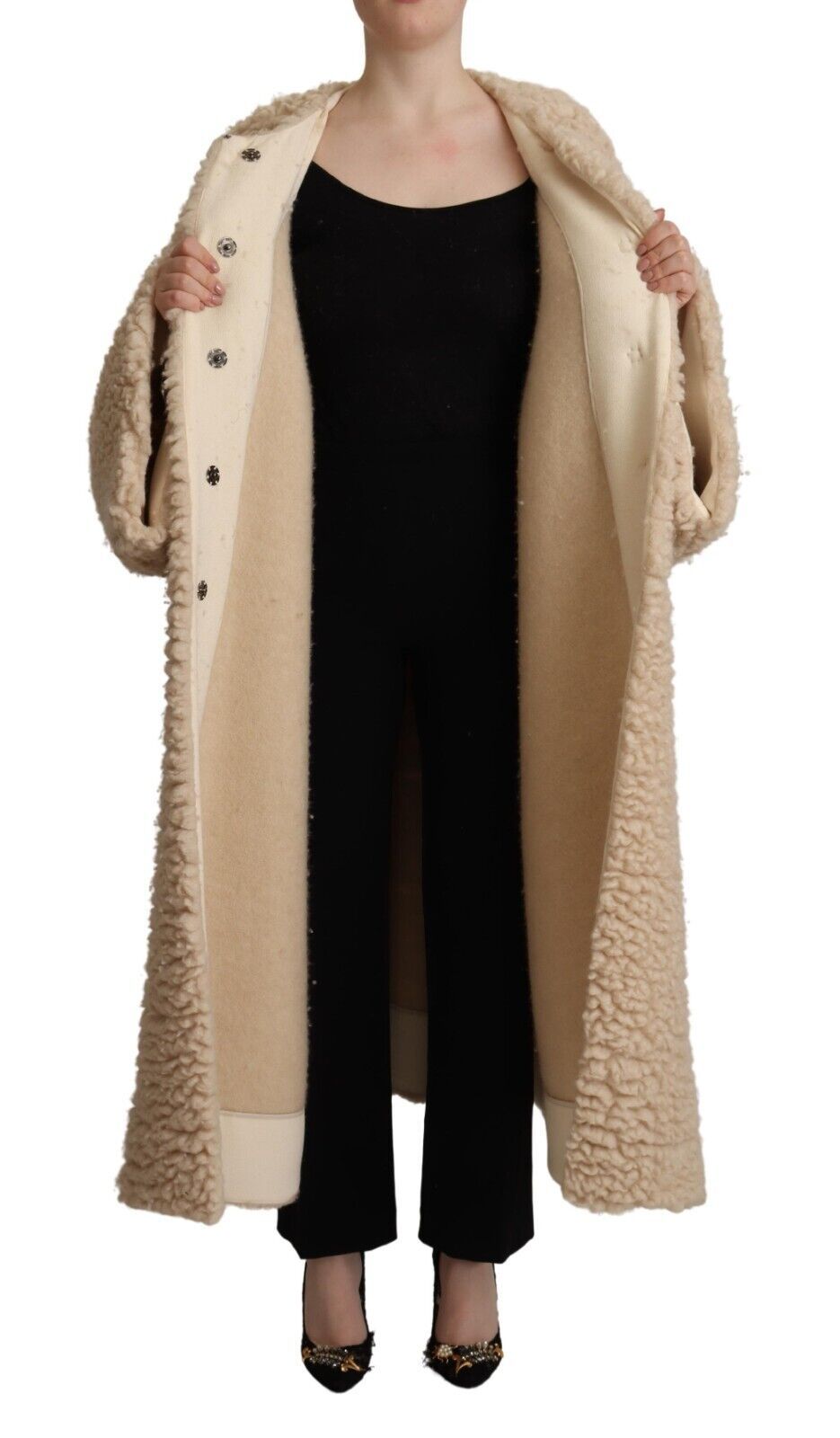 Veste pardessus élégante en cachemire beige Dolce & Gabbana