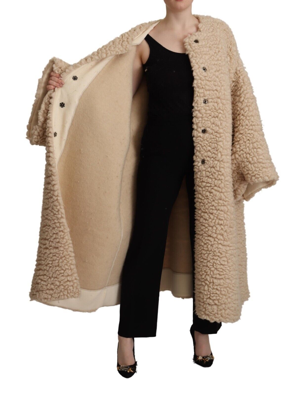 Veste pardessus élégante en cachemire beige Dolce & Gabbana