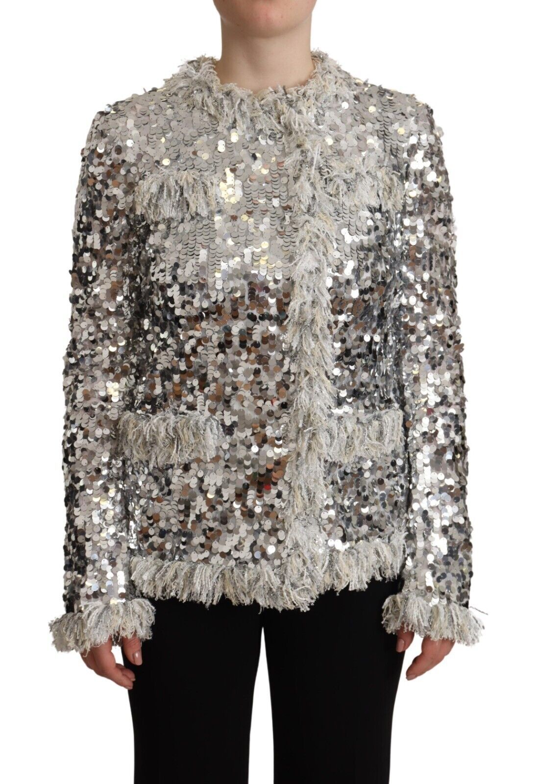 Manteau veste à paillettes argentées chic Dolce & Gabbana