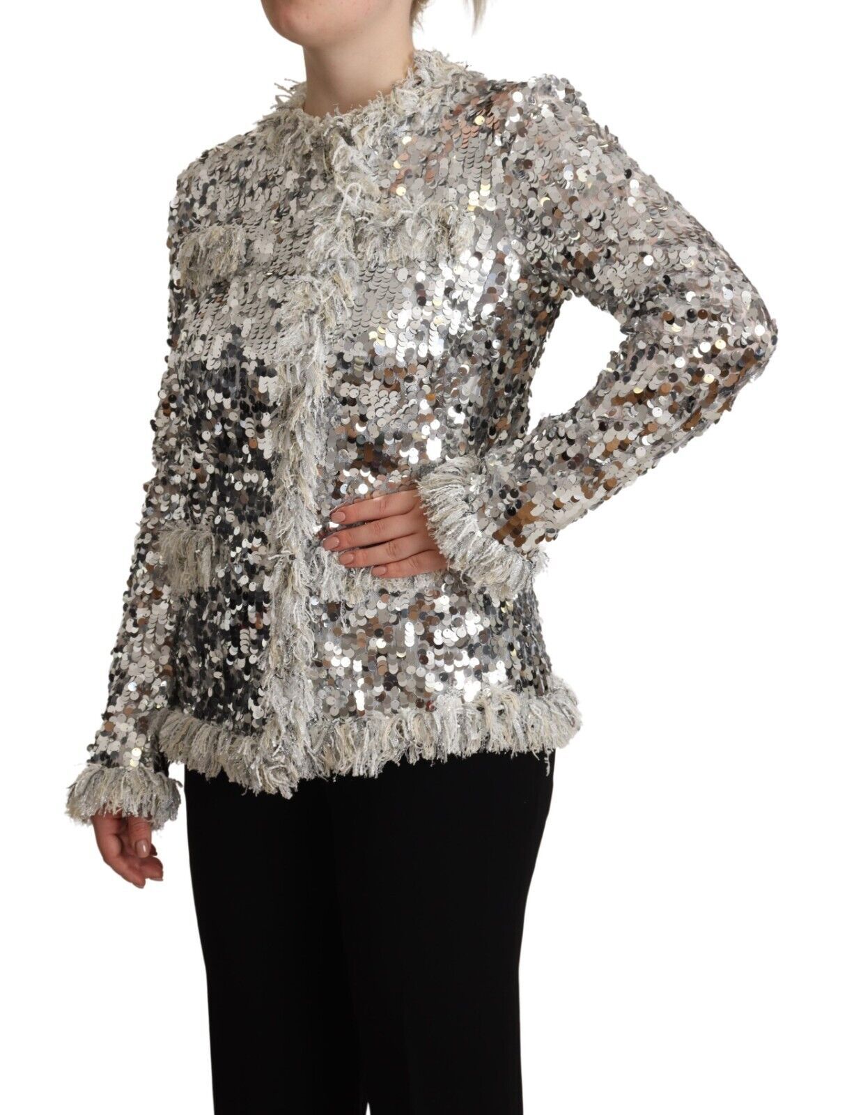 Manteau veste à paillettes argentées chic Dolce & Gabbana