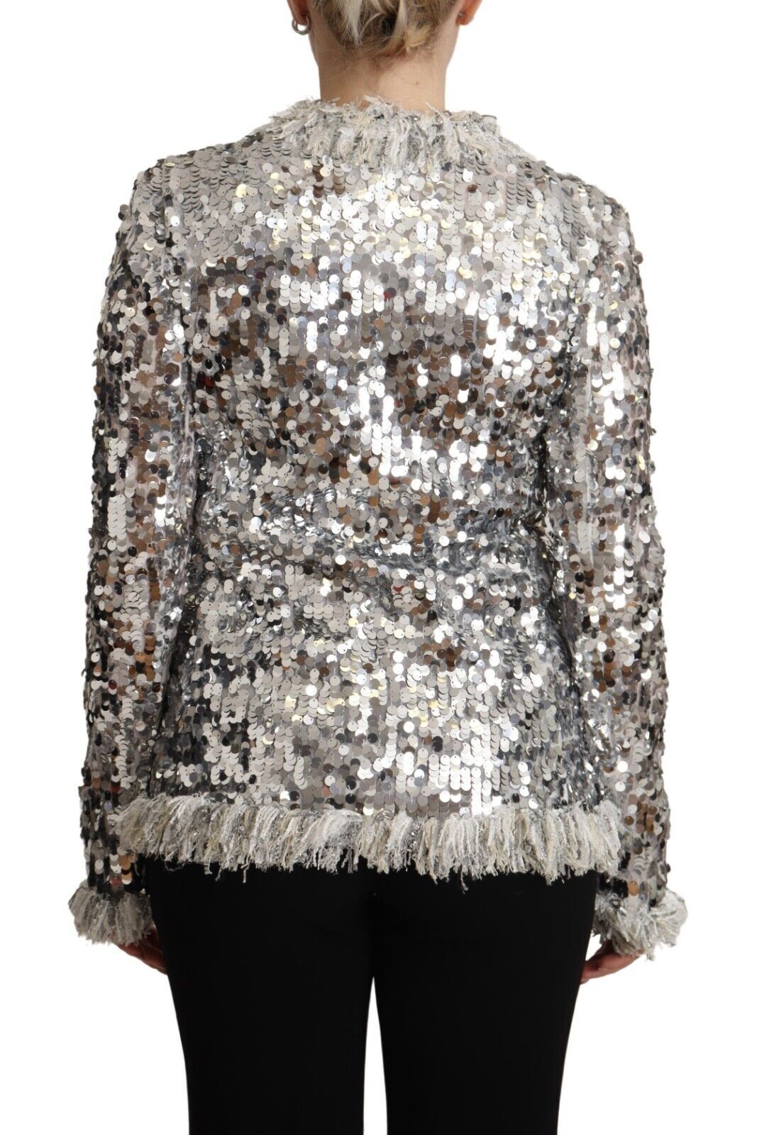 Manteau veste à paillettes argentées chic Dolce & Gabbana