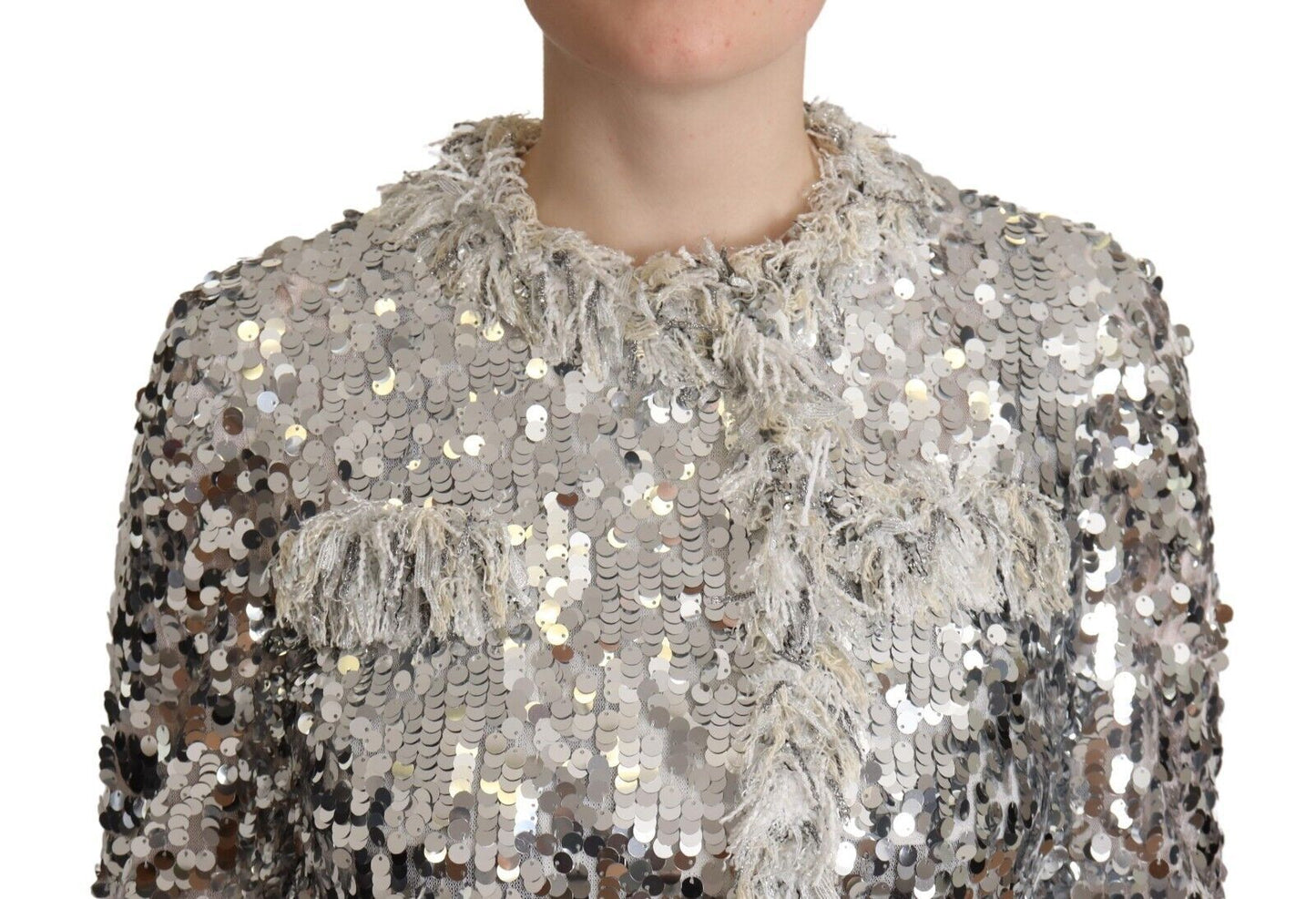 Manteau veste à paillettes argentées chic Dolce & Gabbana