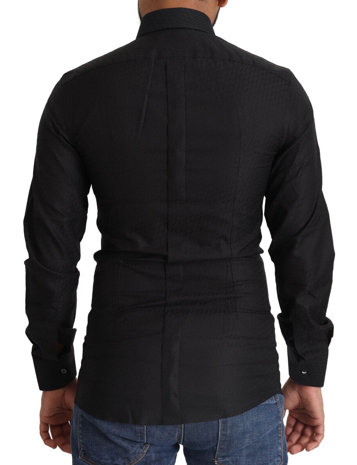 Chemise habillée élégante en coton noir et doré Dolce & Gabbana