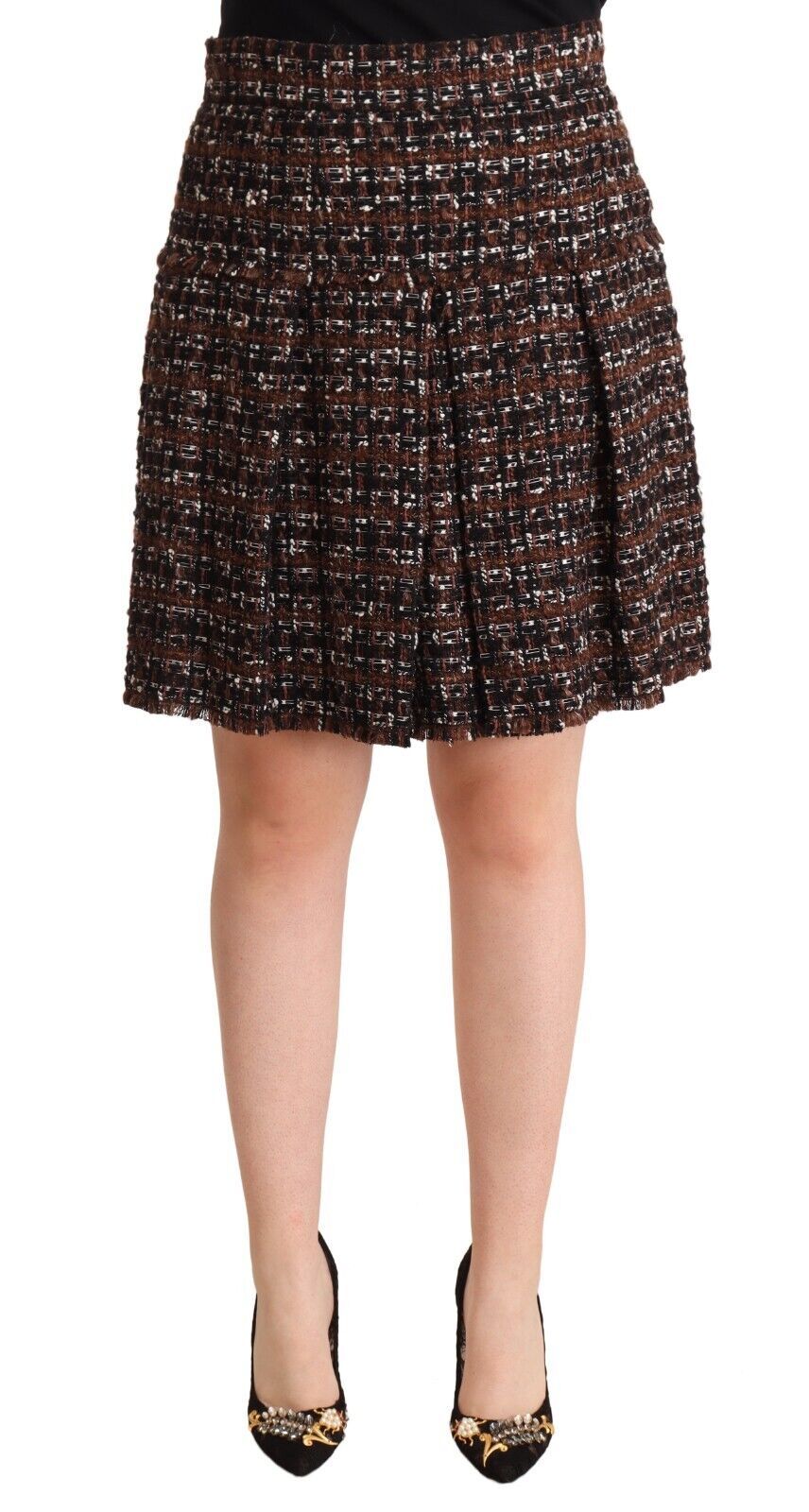Mini-jupe plissée trapèze marron chic Dolce & Gabbana