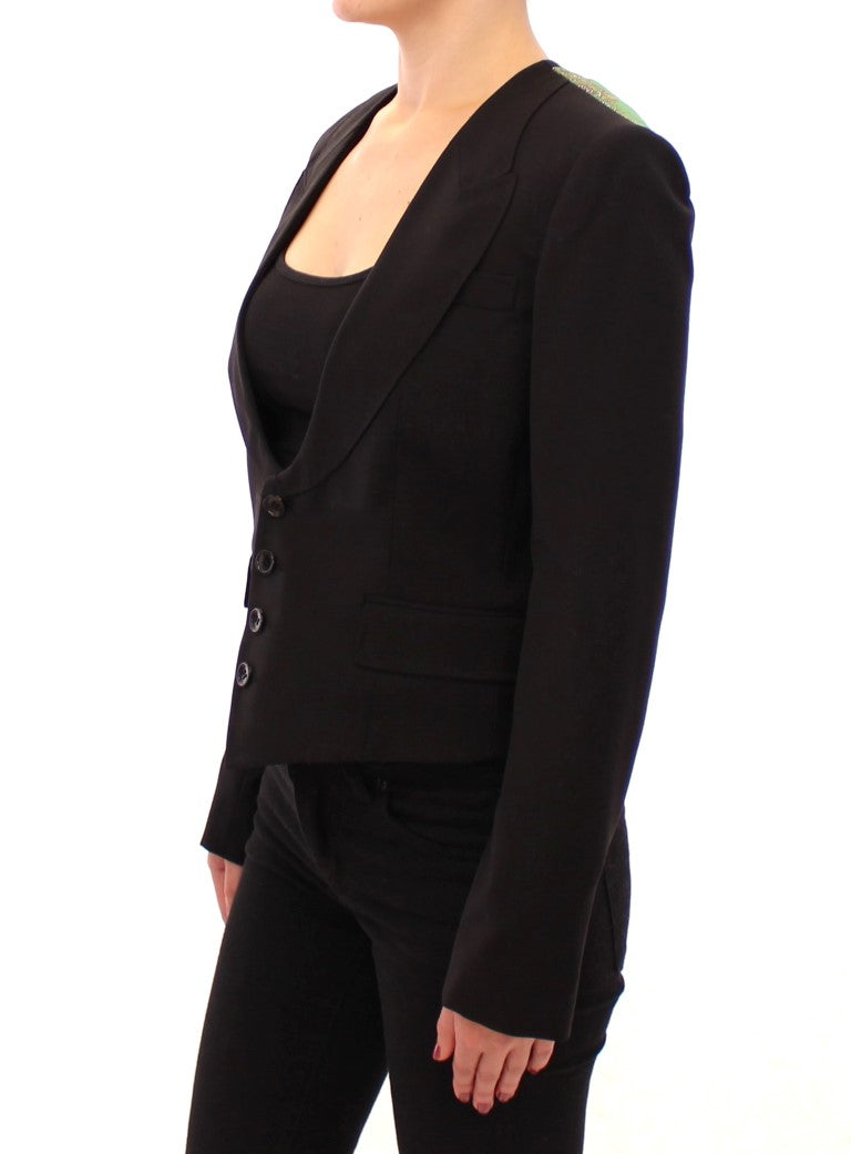 Dolce & Gabbana Elegant Silk-Blend Black Blazer with Scarf Back Detail - Elegance Online Limited