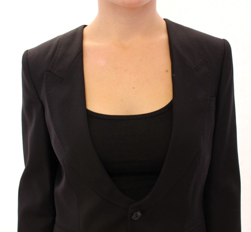 Dolce & Gabbana Elegant Silk-Blend Black Blazer with Scarf Back Detail - Elegance Online Limited