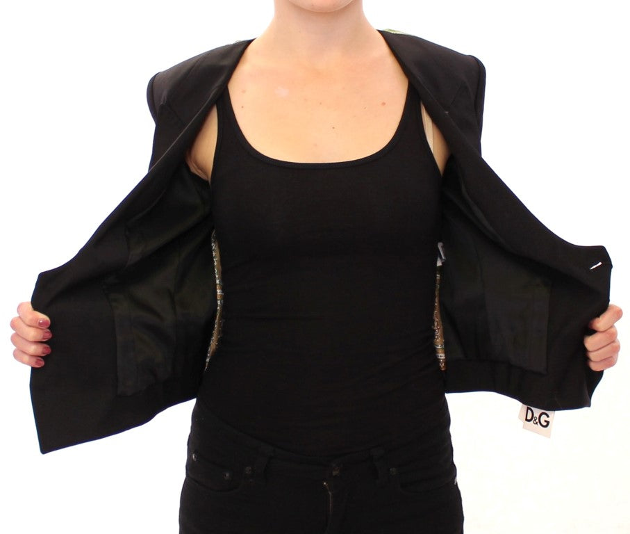 Dolce & Gabbana Elegant Silk-Blend Black Blazer with Scarf Back Detail - Elegance Online Limited