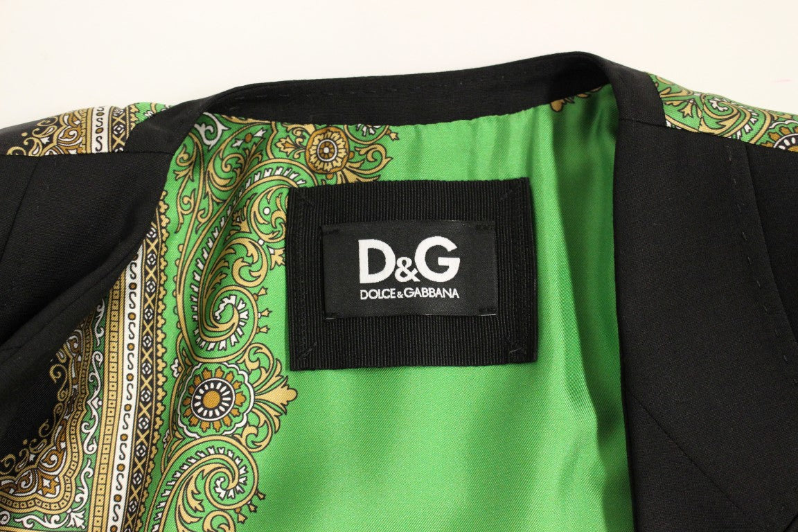 Dolce & Gabbana Elegant Silk-Blend Black Blazer with Scarf Back Detail - Elegance Online Limited
