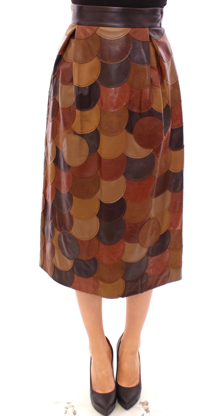Dolce & Gabbana Elegant Leather Patchwork Skirt - Elegance Online Limited