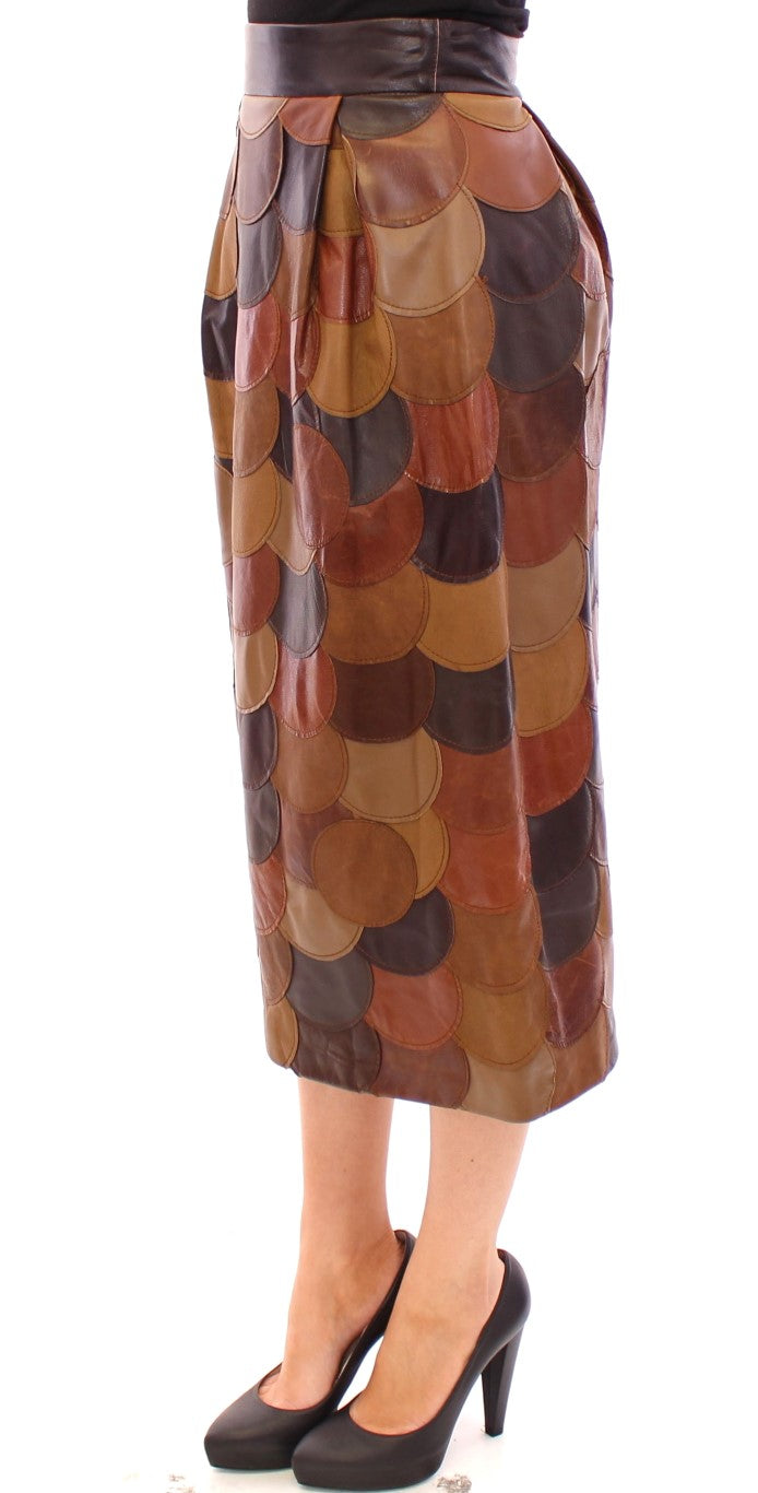 Dolce & Gabbana Elegant Leather Patchwork Skirt - Elegance Online Limited