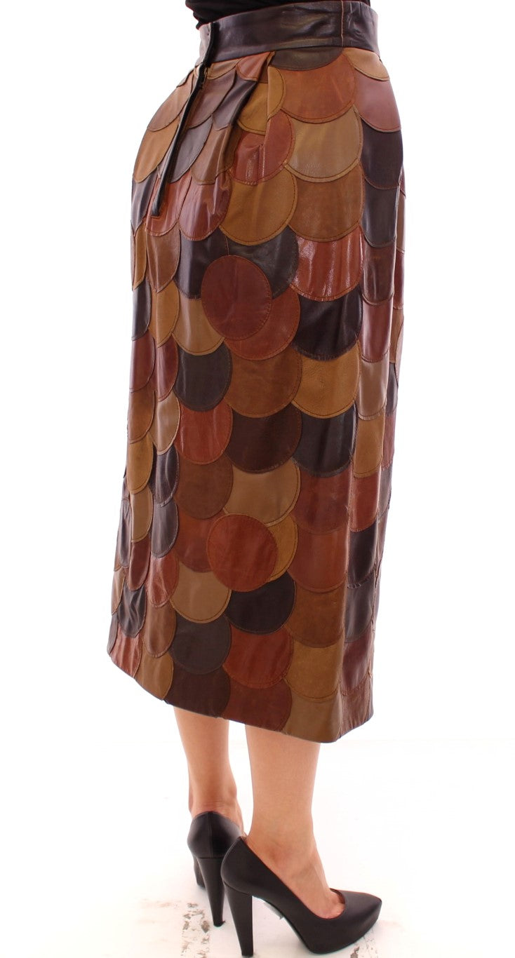 Dolce & Gabbana Elegant Leather Patchwork Skirt - Elegance Online Limited