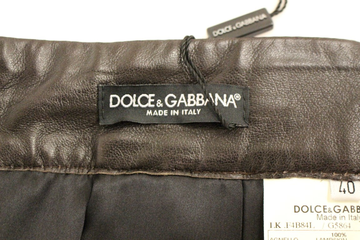 Dolce & Gabbana Elegant Leather Patchwork Skirt - Elegance Online Limited
