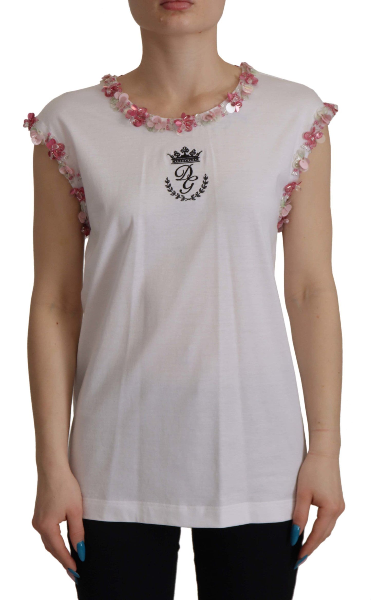 Dolce & Gabbana Camiseta sin mangas con corona de lentejuelas Chic