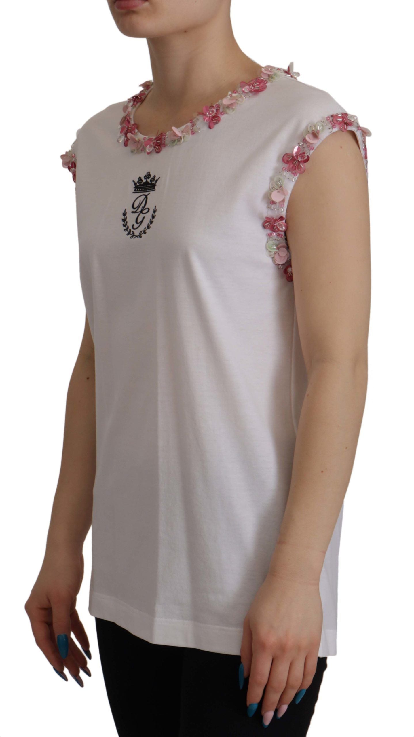 Dolce & Gabbana Camiseta sin mangas con corona de lentejuelas Chic