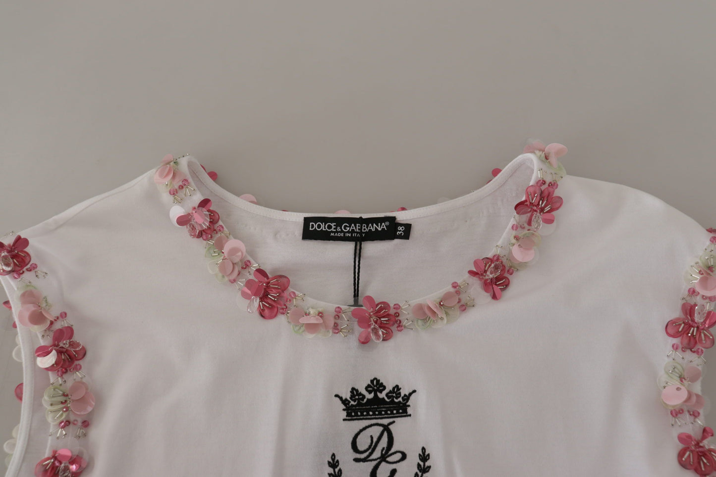 Dolce & Gabbana Camiseta sin mangas con corona de lentejuelas Chic