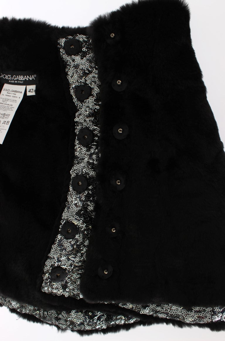 Dolce & Gabbana Elegant Floral Sequined Fur Scarf - Elegance Online Limited