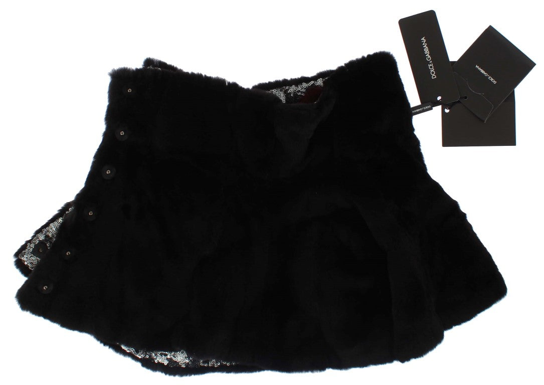 Dolce & Gabbana Elegant Floral Sequined Fur Scarf - Elegance Online Limited