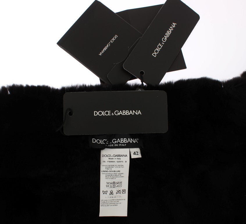 Dolce & Gabbana Elegant Floral Sequined Fur Scarf - Elegance Online Limited
