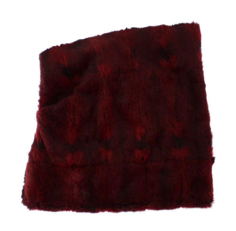 Dolce & Gabbana Luxurious Bordeaux Fur Hooded Scarf Wrap - Elegance Online Limited